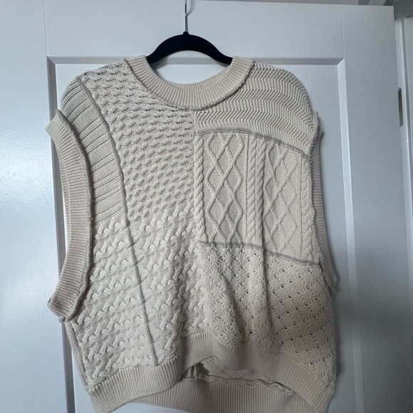 Free People Ivory Patchwork Knit Sweater - Picture 2 of 4